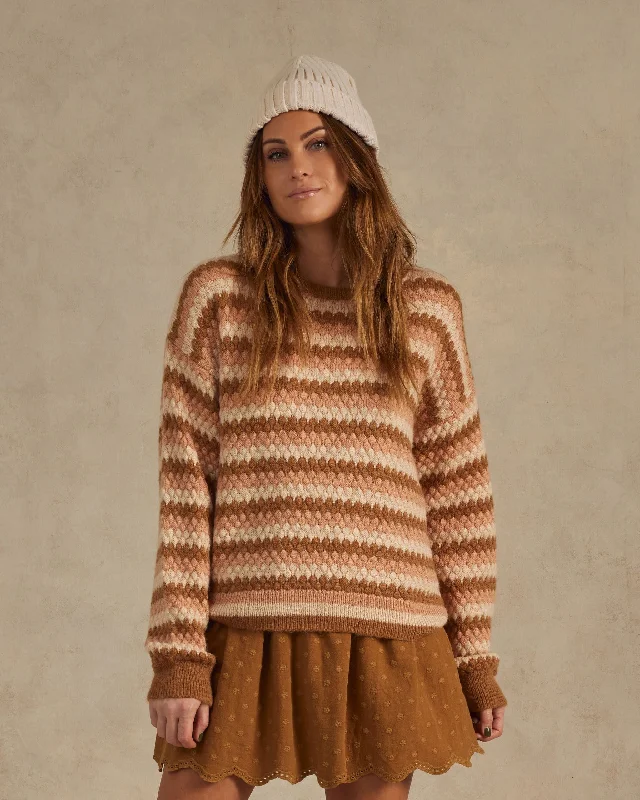 Rylee & Cru Women's Aspen Sweater in Multi Stripe Jersey Fabric Tulle Fabric Batik Fabric Rylee & Cru Women's Aspen Sweater in Multi Stripe Jersey Fabric Tulle Fabric Batik Fabric