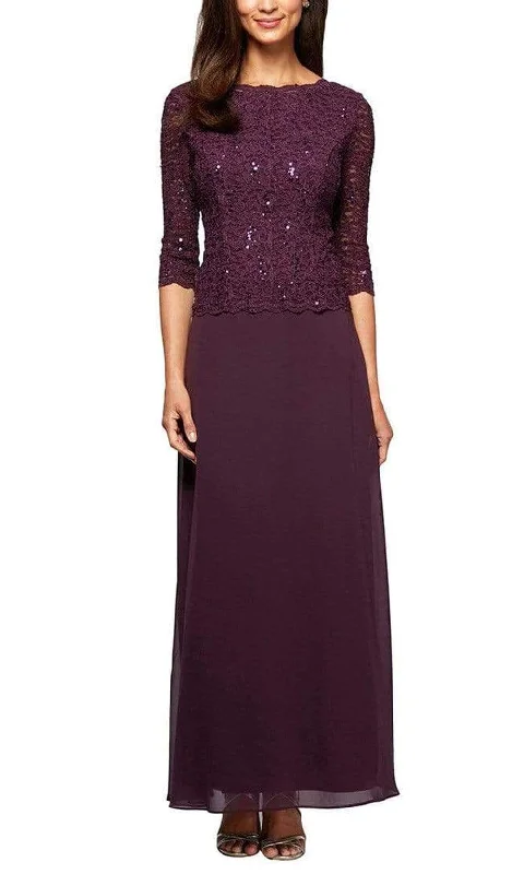 Alex Evenings - Embellished Lace Quarter Sleeve Dress 112318 Boatneck Modish Everyday Alex Evenings - Embellished Lace Quarter Sleeve Dress 112318 Boatneck Modish Everyday