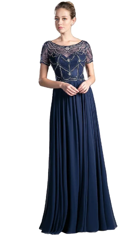 Cinerella Divine CD0123 - Jewel Beaded Short Sleeves Mother of the Bride Dress Crew Neckline Casual Cinerella Divine CD0123 - Jewel Beaded Short Sleeves Mother of the Bride Dress Crew Neckline Casual