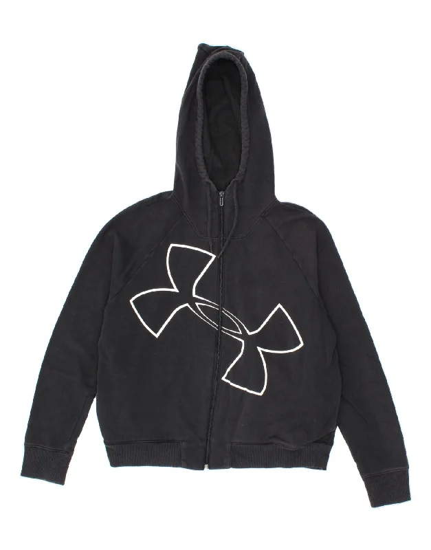 UNDER ARMOUR Womens Graphic Zip Hoodie Sweater UK 18 XL Black Cotton Ribbed Striped Patterned UNDER ARMOUR Womens Graphic Zip Hoodie Sweater UK 18 XL Black Cotton Ribbed Striped Patterned