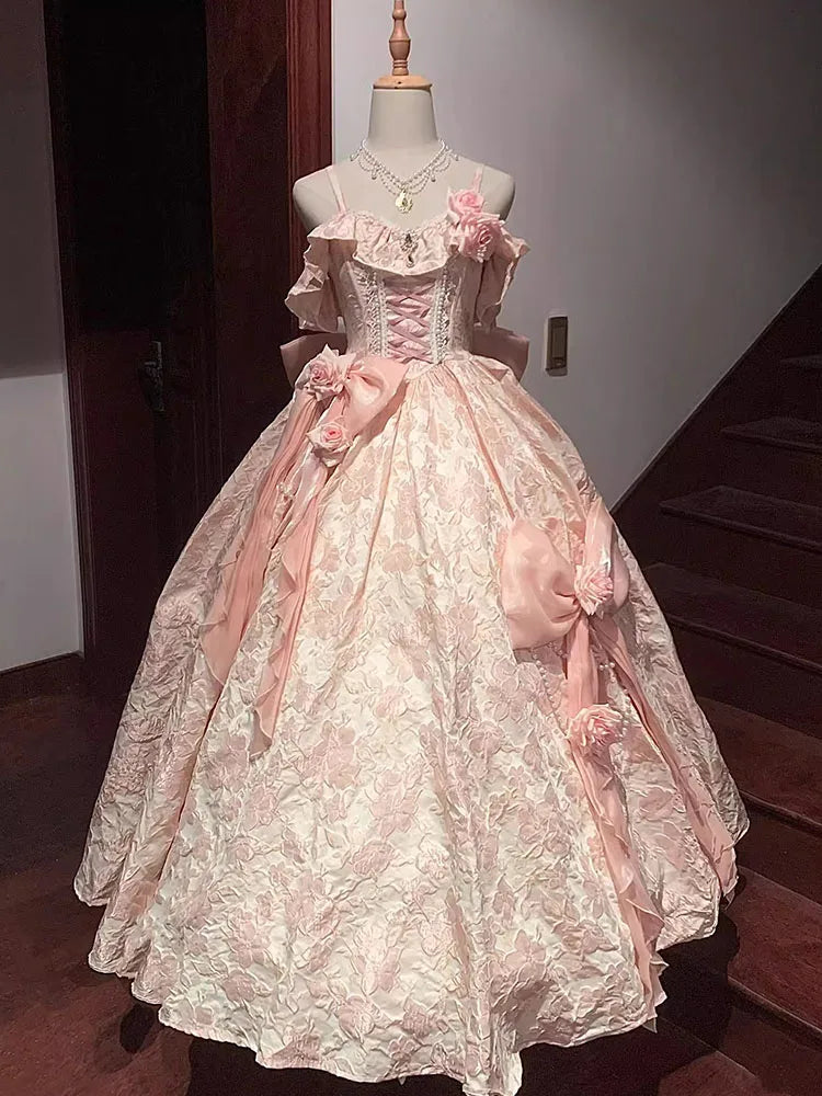 Wjczt Pink Lolita Wedding Floor-Length Gorgeous Adult Formal Dress Heavy Industry Tunics Sophisticated sleek