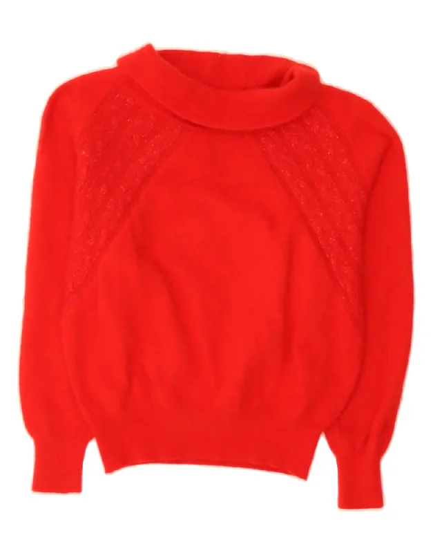 BENETTON Womens Roll Neck Jumper Sweater IT 44 Medium Red Wool Hooded Sweater Collared Sweater Shawl Collar BENETTON Womens Roll Neck Jumper Sweater IT 44 Medium Red Wool Hooded Sweater Collared Sweater Shawl Collar