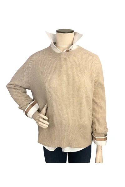 Camel Cashmere Sweater Polka Dot Checkered Tartan