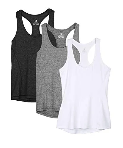 Women's Racerback Workout Tank Tops - Pack of 3 (M, Black/Gray/White) vibrant tank top