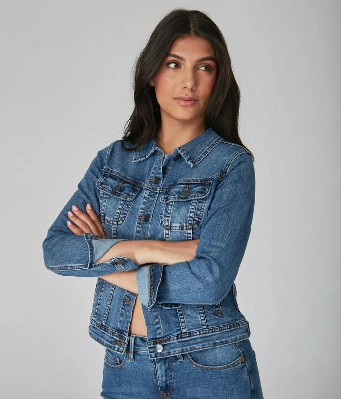 Gabriella Classic Denim Jacket in Stone Blue Collared Jacket Crew Neck Jacket Turtle Neck Jacket Gabriella Classic Denim Jacket in Stone Blue Collared Jacket Crew Neck Jacket Turtle Neck Jacket