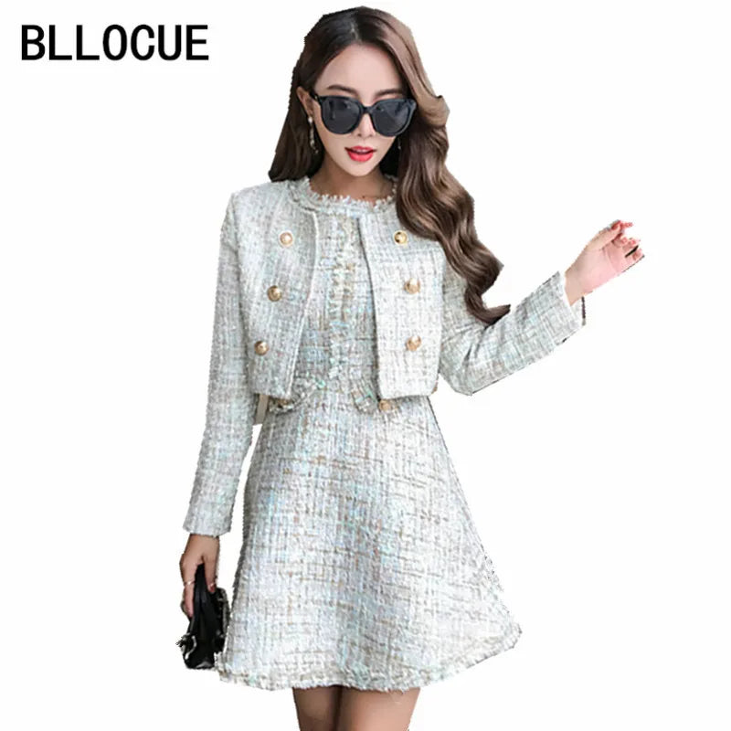 BLLOCUE 2024 Autumn Runway Tweed 2 Piece Set Dress Designer Winter Women White Short Jacket Coat + Mini Tank Tassel Wool Suits Quilted Jacket Puffer Jacket Insulated Jacket BLLOCUE 2024 Autumn Runway Tweed 2 Piece Set Dress Designer Winter Women White Short Jacket Coat + Mini Tank Tassel Wool Suits Quilted Jacket Puffer Jacket Insulated Jacket