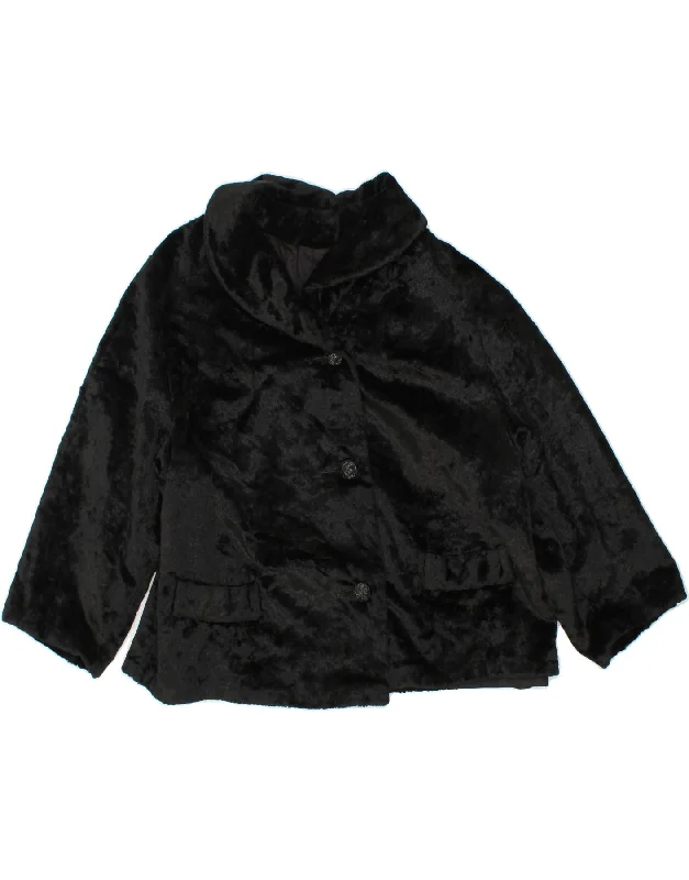 VINTAGE Womens Faux Fur Jacket UK 18 XL Black Fitted Jacket Loose Jacket Oversized Jacket VINTAGE Womens Faux Fur Jacket UK 18 XL Black Fitted Jacket Loose Jacket Oversized Jacket