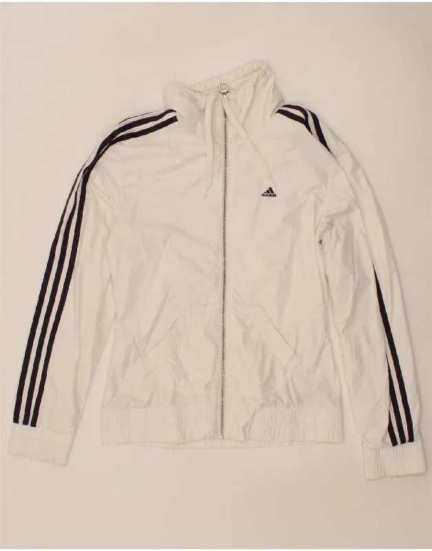 ADIDAS Womens Tracksuit Top Jacket UK 10 Small White Polyester Trench Coat Raincoat Waterproof Jacket ADIDAS Womens Tracksuit Top Jacket UK 10 Small White Polyester Trench Coat Raincoat Waterproof Jacket