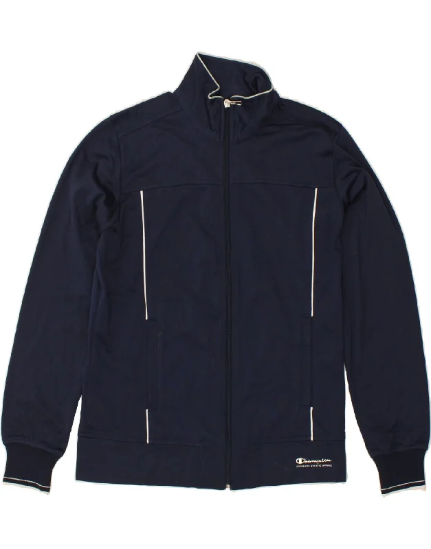 CHAMPION Womens Easy Fit Tracksuit Top Jacket UK 10 Small Navy Blue Boat Neck Shawl Collar Notched Collar CHAMPION Womens Easy Fit Tracksuit Top Jacket UK 10 Small Navy Blue Boat Neck Shawl Collar Notched Collar