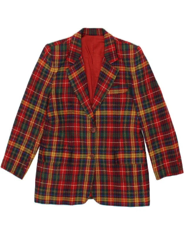 VINTAGE Womens 2 Button Blazer Jacket UK 14 Large Red Check Wool Jacket Cashmere Jacket Tweed Jacket VINTAGE Womens 2 Button Blazer Jacket UK 14 Large Red Check Wool Jacket Cashmere Jacket Tweed Jacket