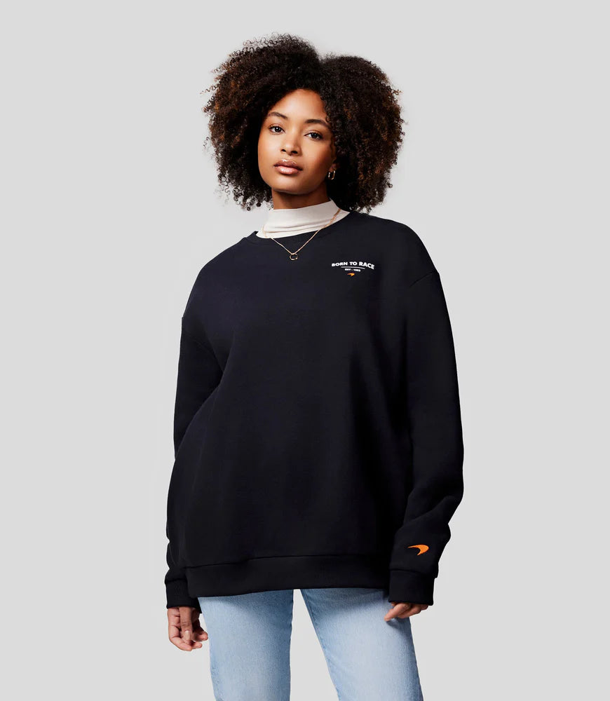 UNISEX BORN TO RACE OVERSIZED SWEATSHIRT - ANTHRACITE Hoodie with Hem Patch Decorative Personalized UNISEX BORN TO RACE OVERSIZED SWEATSHIRT - ANTHRACITE Hoodie with Hem Patch Decorative Personalized