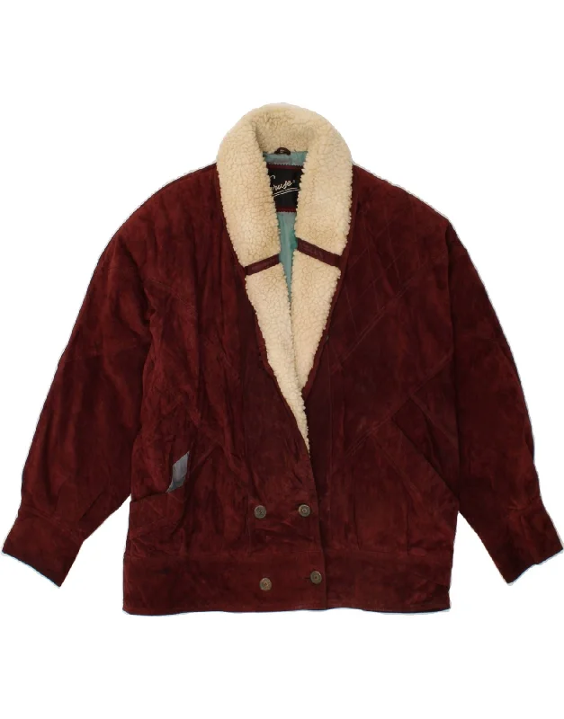 CRUSE Womens Oversized Suede Jacket EU 40 Medium Burgundy Leather Faux Fur Jacket Real Fur Jacket Shearling Jacket CRUSE Womens Oversized Suede Jacket EU 40 Medium Burgundy Leather Faux Fur Jacket Real Fur Jacket Shearling Jacket