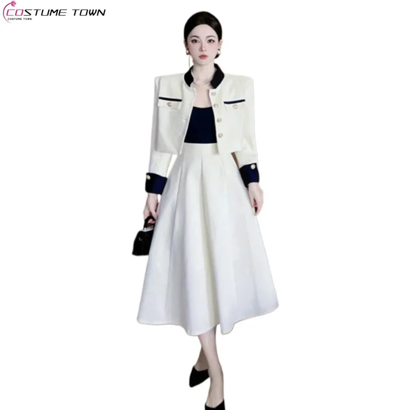 Fall New Vintage Thin Tweed Women 2 Piece Sets Outfits 2022 Stand Collar Single-breasted Jacket Long Skirt Two Piece Sets Hoodie Zip-Up Jacket Button-Up Jacket Fall New Vintage Thin Tweed Women 2 Piece Sets Outfits 2022 Stand Collar Single-breasted Jacket Long Skirt Two Piece Sets Hoodie Zip-Up Jacket Button-Up Jacket