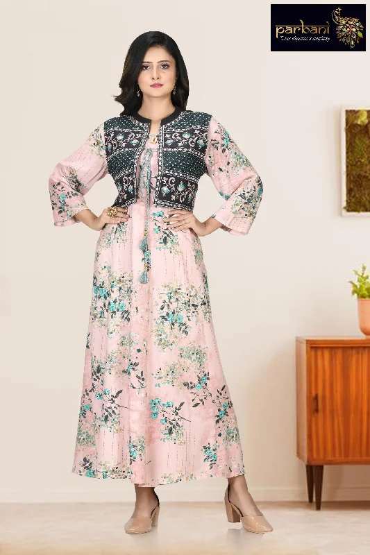 Stunning Pink Color Rayon Gown with Jacket Oversized Jacket Tailored Jacket Straight Jacket Stunning Pink Color Rayon Gown with Jacket Oversized Jacket Tailored Jacket Straight Jacket