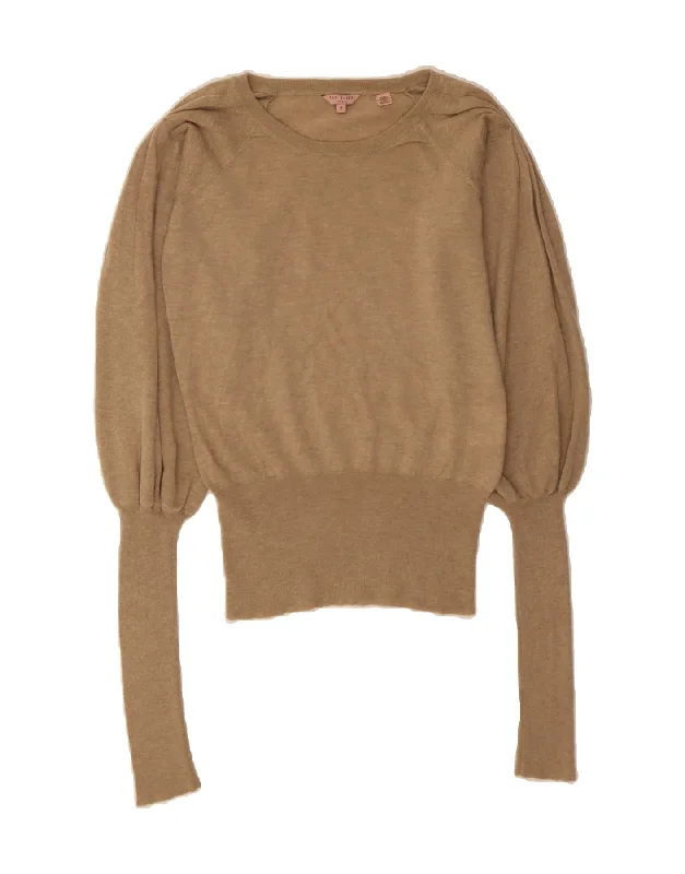 TED BAKER Womens Boat Neck Jumper Sweater Size 2 Small Beige Wool Lightweight Heavyweight Midweight TED BAKER Womens Boat Neck Jumper Sweater Size 2 Small Beige Wool Lightweight Heavyweight Midweight