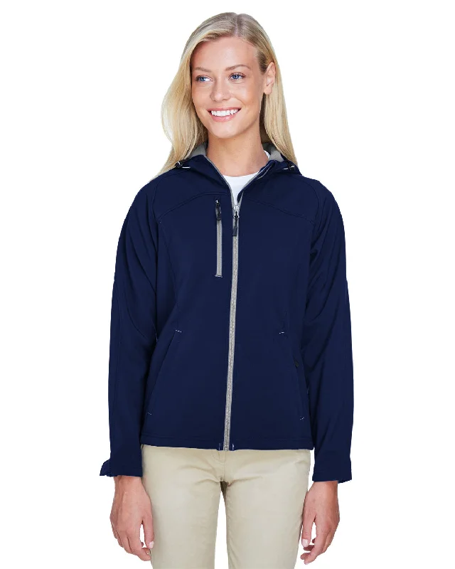 North End 78166 Ladies' Prospect Two-Layer Fleece Bonded Soft Shell Hooded Jacket One-Shoulder Jacket Off-the-Shoulder Jacket Asymmetrical Jacket North End 78166 Ladies' Prospect Two-Layer Fleece Bonded Soft Shell Hooded Jacket One-Shoulder Jacket Off-the-Shoulder Jacket Asymmetrical Jacket