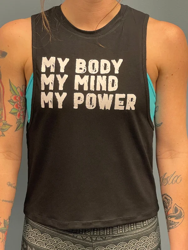 Women’s Black "My Power” Tank metallic tank top