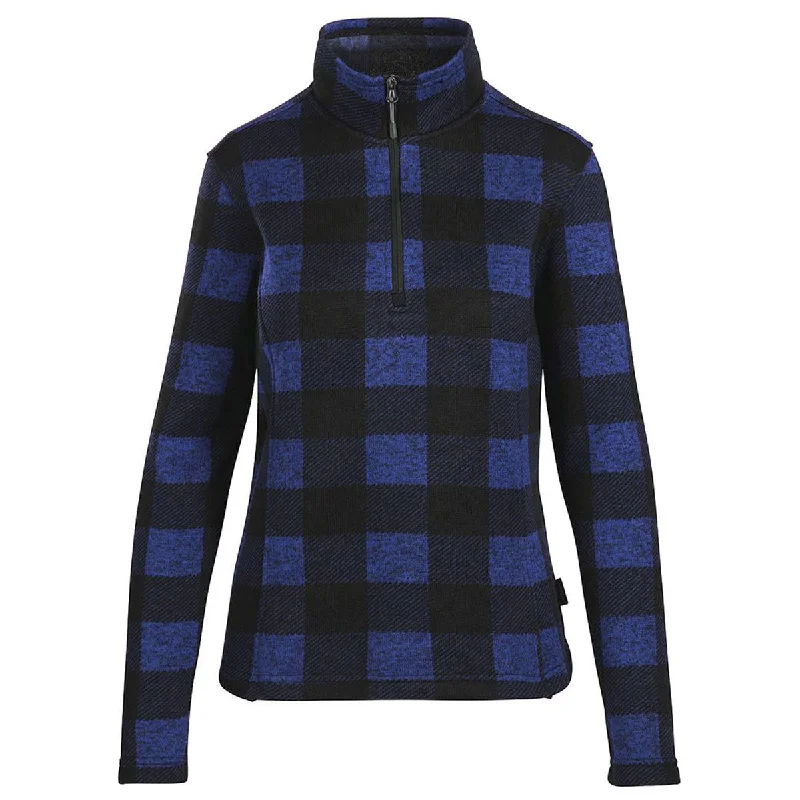 Landway Women's Navy Kodiak Quarter Zip Sweater-Knit Fleece Fleece Fabric Down Fabric Feather Fabric