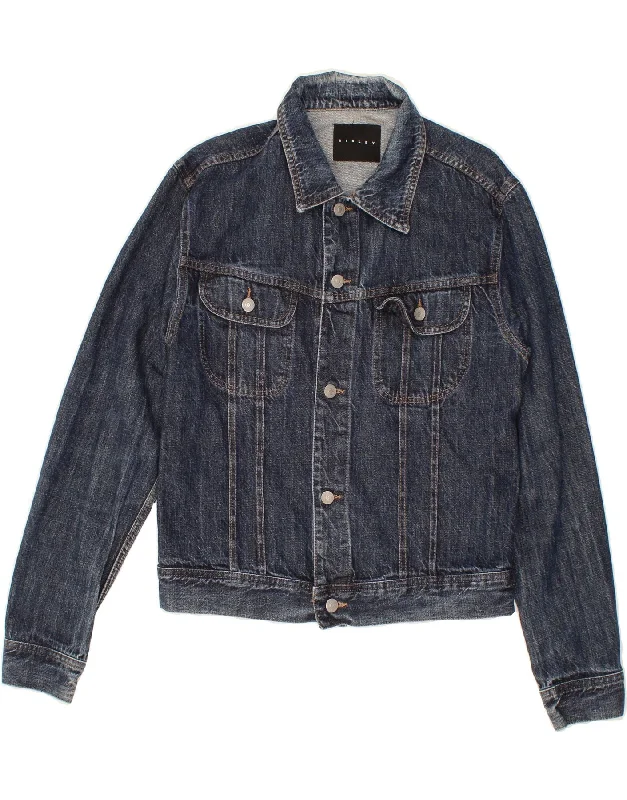 SISLEY Womens Denim Jacket UK 14 Large Navy Blue Cotton Embroidered Jacket Appliqued Jacket Beaded Jacket SISLEY Womens Denim Jacket UK 14 Large Navy Blue Cotton Embroidered Jacket Appliqued Jacket Beaded Jacket