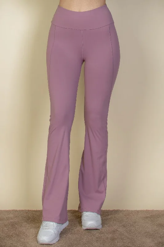 Wide waistband flare leg pants Chic Slim Fit Pants