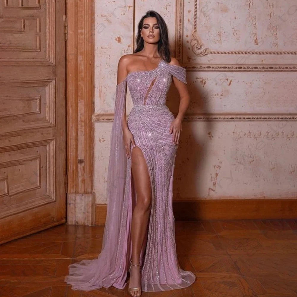 Wjczt Gorgeous Women's Evening Dresses Elegant Mermaid Sexy Side Split Princess Formal Prom Gowns Lace Sleeveless 2024 Vestidos Noche Tunics stripes playful