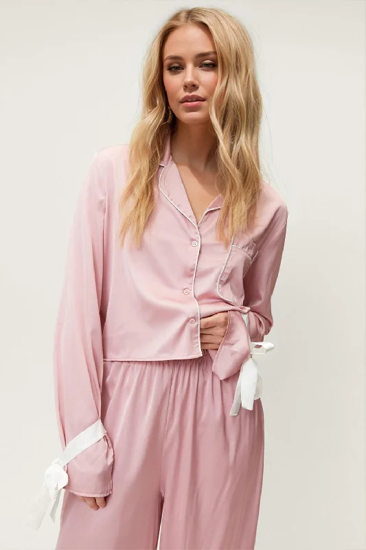 Hazel Blues® | Basic Bae Tied Cuff Collared Neck Top and Pants Lounge Set Cozy Fitted Pants Hazel Blues® | Basic Bae Tied Cuff Collared Neck Top and Pants Lounge Set Cozy Fitted Pants