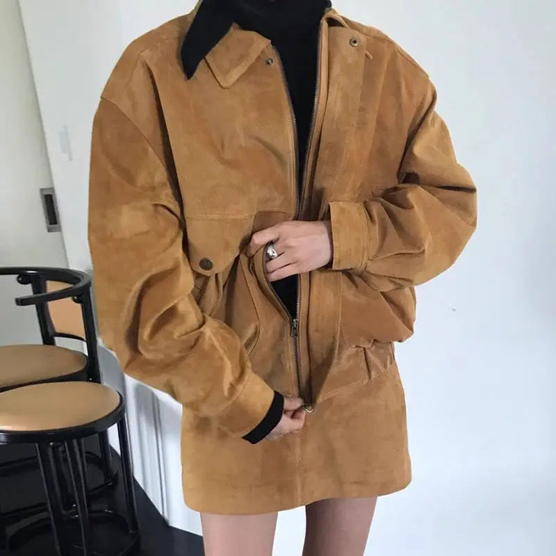 Retro casual versatile lapel collar loose long-sleeved jacket + A-word skirt corduroy two-piece set Front Pockets Side Pockets Patch Pockets Retro casual versatile lapel collar loose long-sleeved jacket + A-word skirt corduroy two-piece set Front Pockets Side Pockets Patch Pockets