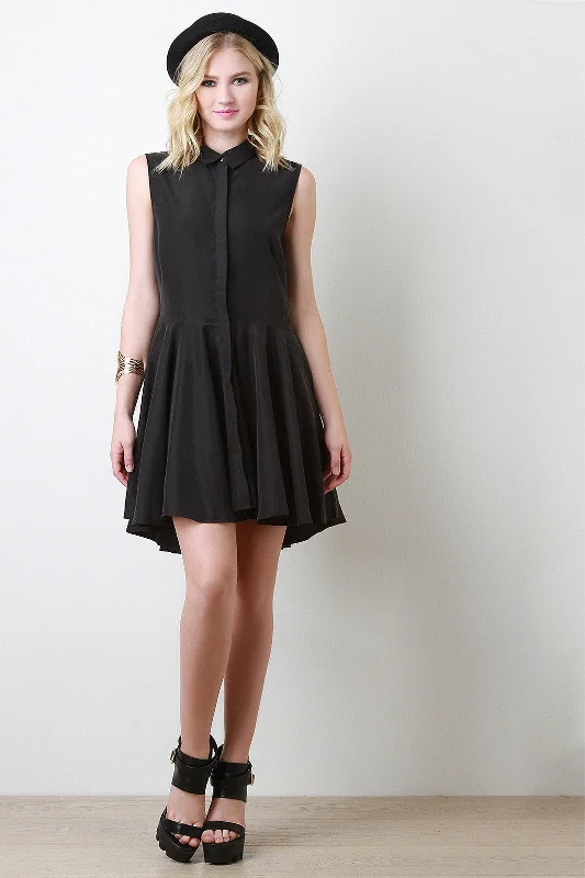 Button-up Skater Dress Tunics Practical durable