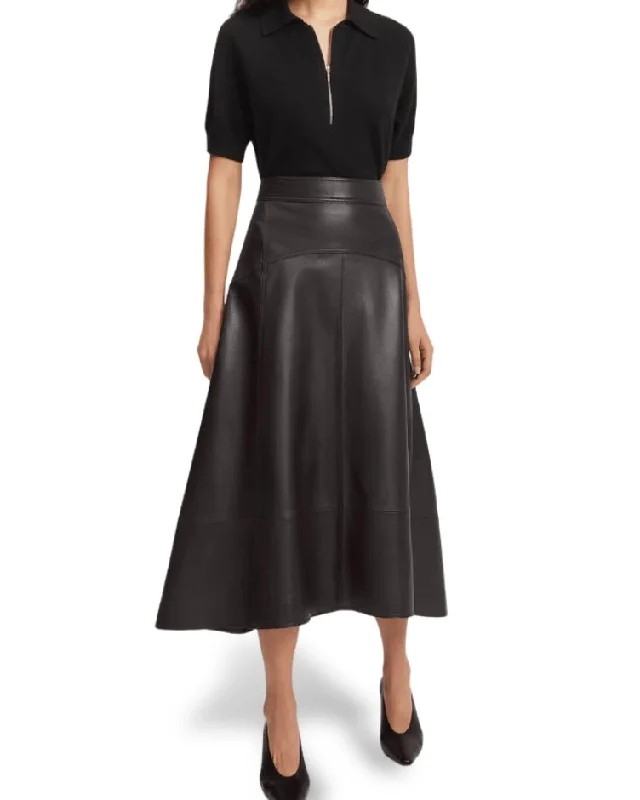 Real Lambskin Leather Skirts for Women floral skirt print