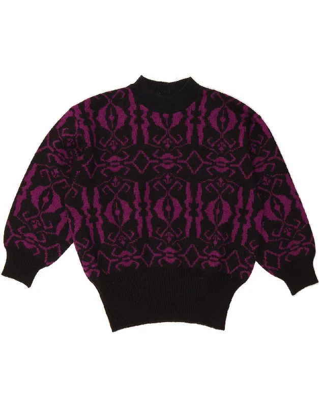 VINTAGE Womens Turtle Neck Jumper Sweater UK 12 Medium Purple Fair Isle Knit Fabric Woven Fabric Fleece Fabric VINTAGE Womens Turtle Neck Jumper Sweater UK 12 Medium Purple Fair Isle Knit Fabric Woven Fabric Fleece Fabric