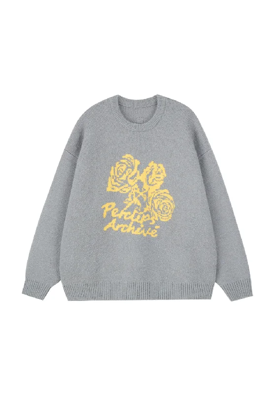 PCLP Rose Jacquard Round Neck Sweater Fleece Sweater Nylon Polyester