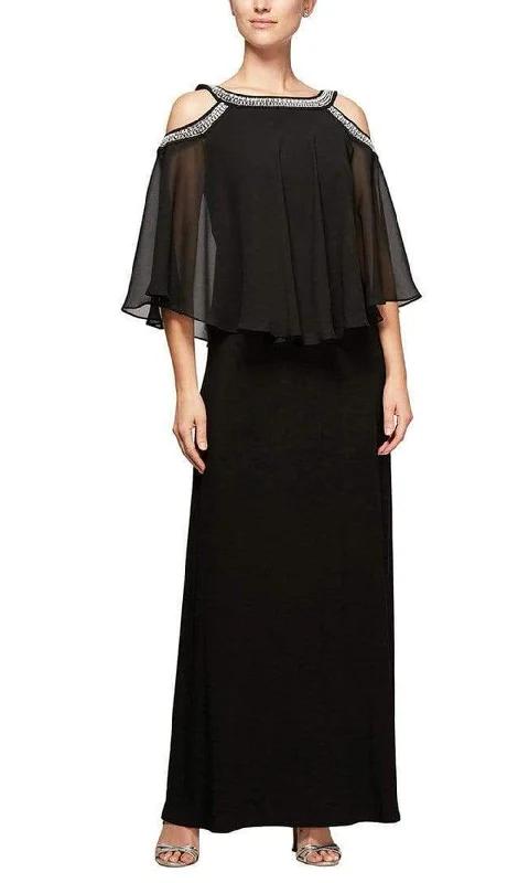Alex Evenings 1351319 - Capelet Scoop Neck Formal Dress Maxi Flowy Bohemian