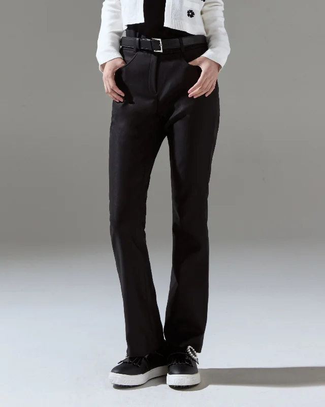 Fair Liar High waist Ribbon bootcut pants - Black Relaxed Lounge Trousers
