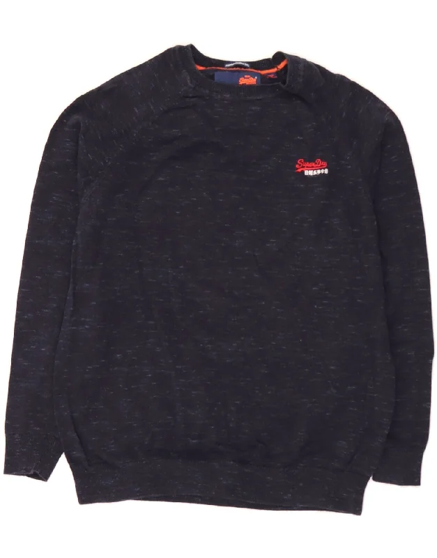 SUPERDRY Womens Boat Neck Jumper Sweater UK 16 Large Navy Blue Flecked Tailored Straight A-Line SUPERDRY Womens Boat Neck Jumper Sweater UK 16 Large Navy Blue Flecked Tailored Straight A-Line