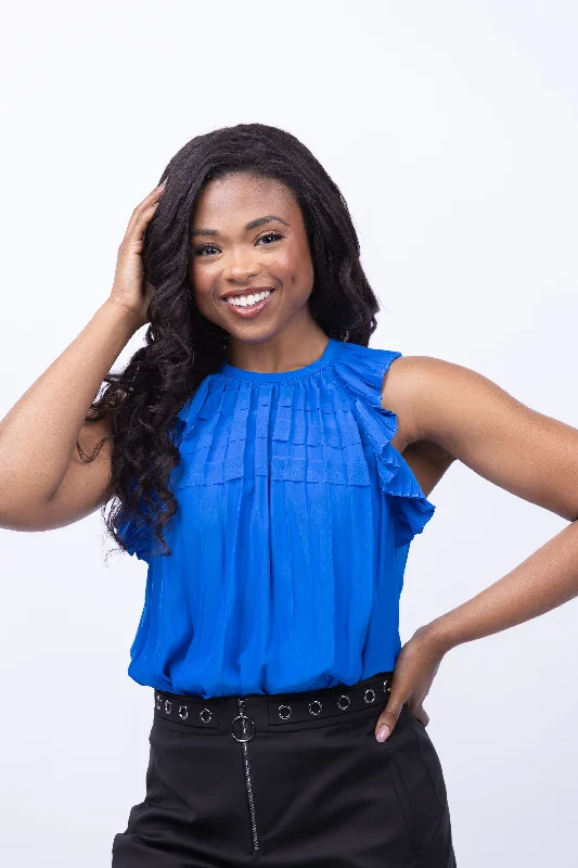 Ramy Brook Carmi High Neck Tank Top in Marrakech Blue chic tank top