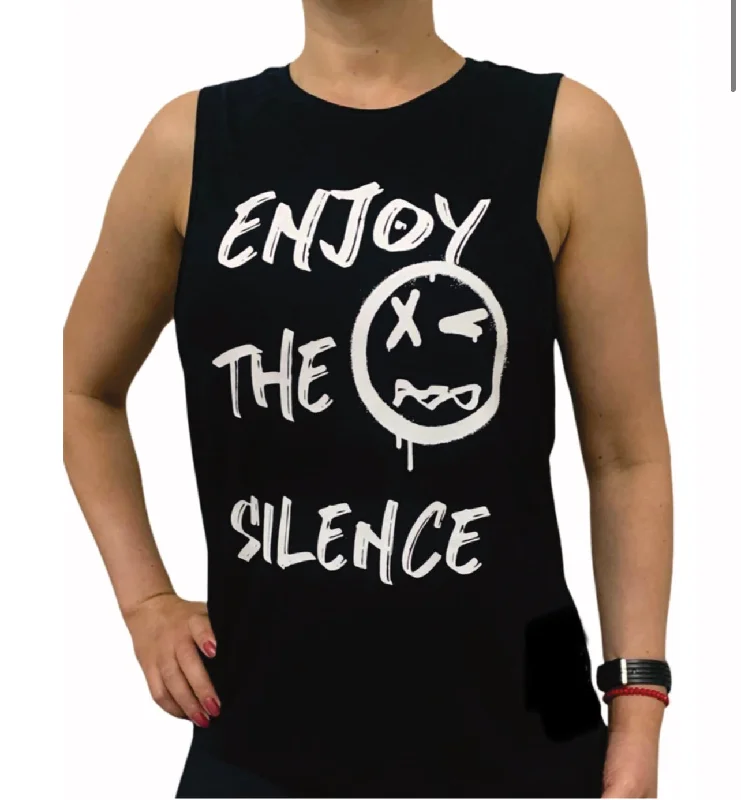 Women’s Black "Enjoy the Silence" Muscle Tank athletic tank top