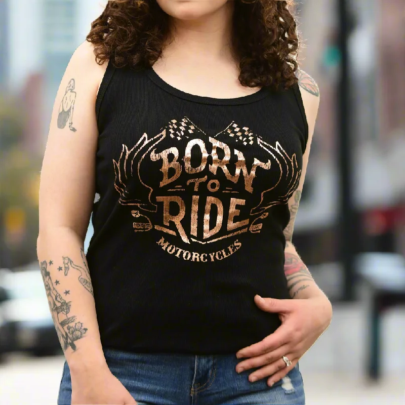 Born to Ride Motorcycles Tank Top with Lace Back Details vintage tank top