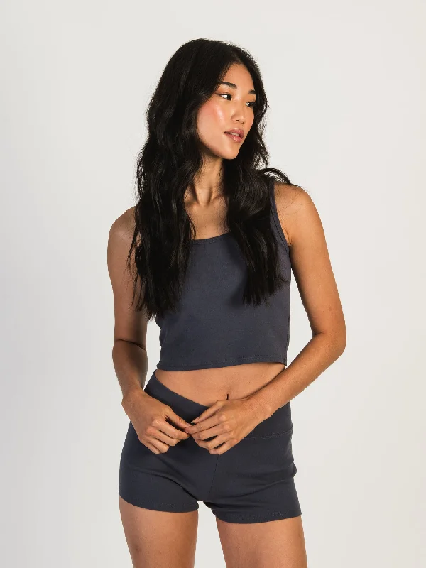 HARLOW TILLY CROPPED TANK - NAVY black tank top