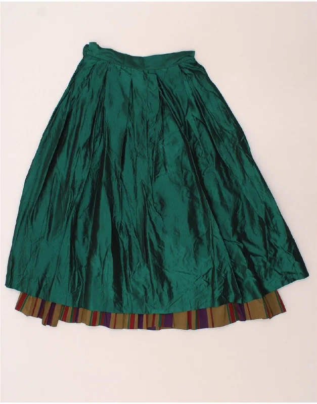 VINTAGE Womens A-Line Skirt IT 40 Small W26 Green maxi skirt elegant