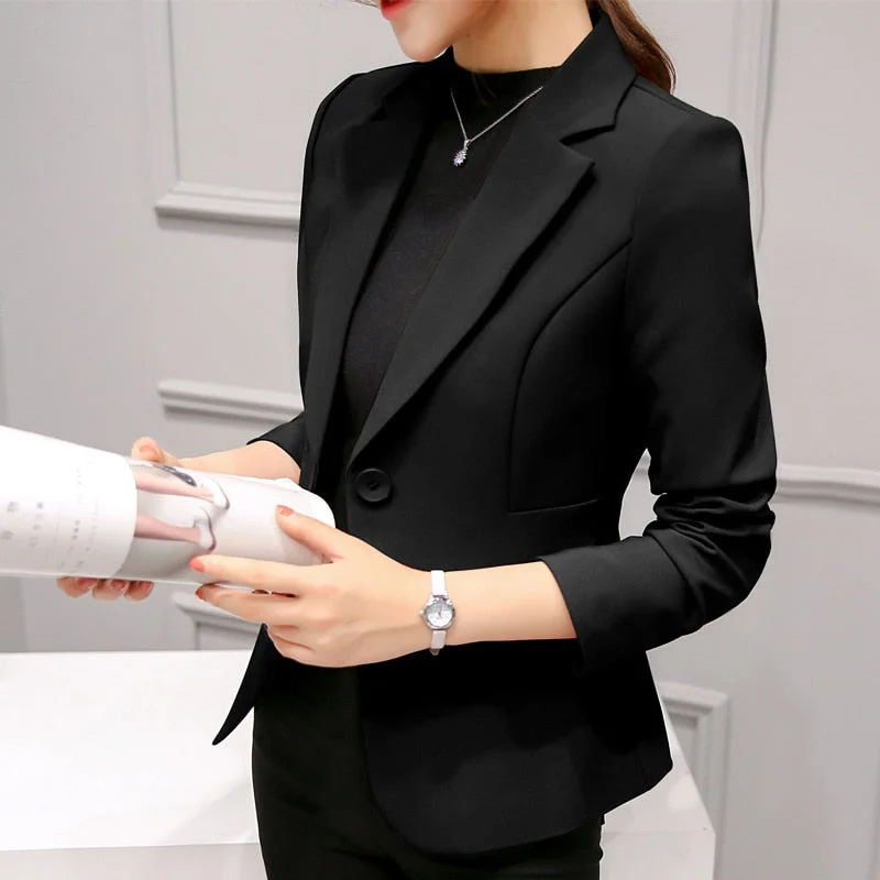 Black Women Formal Blazers Office Work Suit Jackets Coat Knit Fabric Woven Fabric Fleece Fabric Black Women Formal Blazers Office Work Suit Jackets Coat Knit Fabric Woven Fabric Fleece Fabric