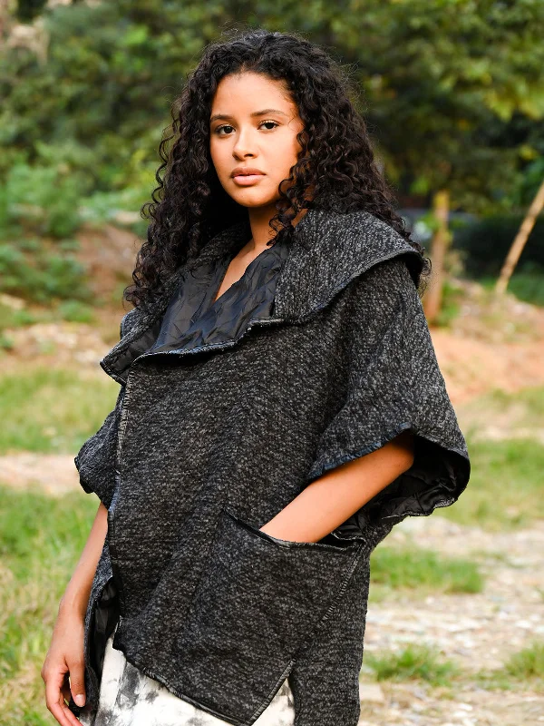 Odette Black Solid Woolen Jacket For Women Faux Fur Fabric Real Fur Fabric Shearling Fabric Odette Black Solid Woolen Jacket For Women Faux Fur Fabric Real Fur Fabric Shearling Fabric