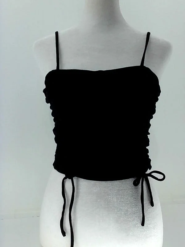 Women's Black Stretch Strap Tank Cami Medium Active Usa fitness tank top