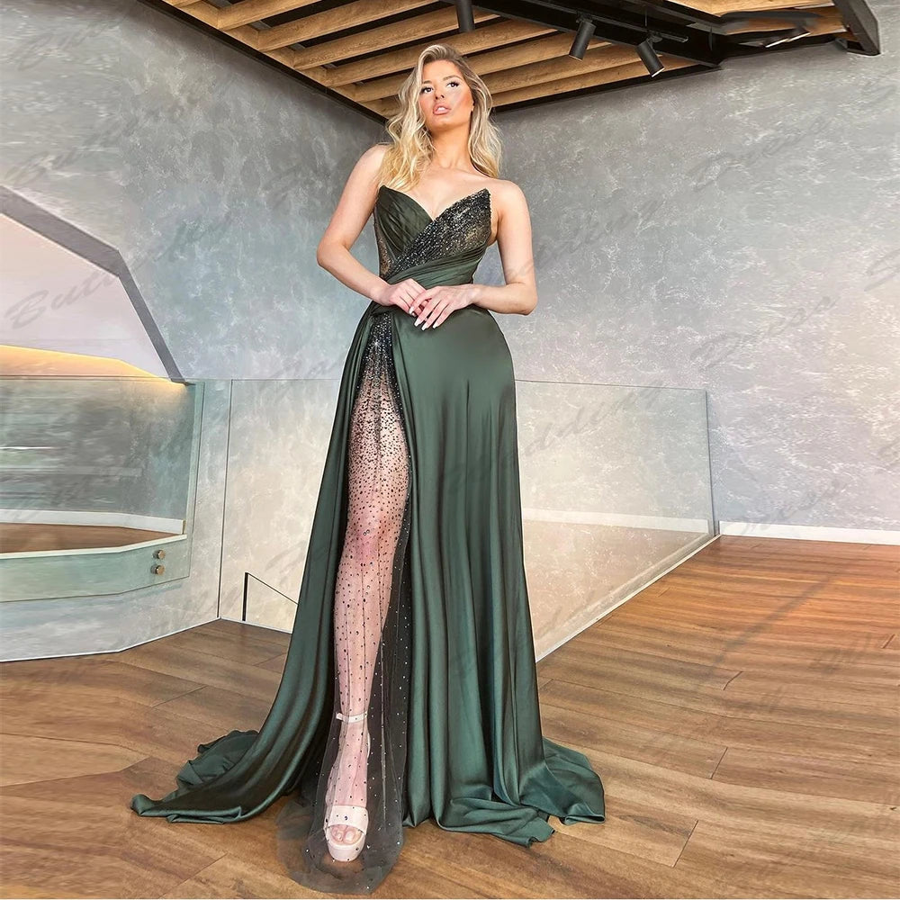 Wjczt Elegant New Evening Dresses Female Mermaid Off The Shoulder Sleeveless High Slit Fashion Sexy Simple Mopping Party Prom Gowns Tunics Chic elegant Wjczt Elegant New Evening Dresses Female Mermaid Off The Shoulder Sleeveless High Slit Fashion Sexy Simple Mopping Party Prom Gowns Tunics Chic elegant