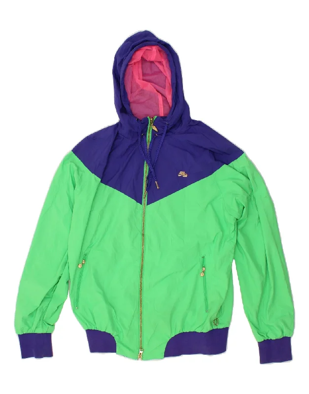 NIKE Womens Hooded Rain Jacket UK 14/16 Large Green Colourblock Satin Jacket Silk Jacket Chiffon Jacket NIKE Womens Hooded Rain Jacket UK 14/16 Large Green Colourblock Satin Jacket Silk Jacket Chiffon Jacket