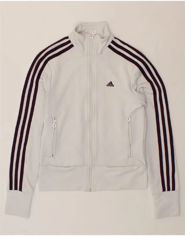 ADIDAS Womens Tracksuit Top Jacket UK 8 Small  White Polyester Ribbed Jacket Pleated Jacket Ruffled Jacket