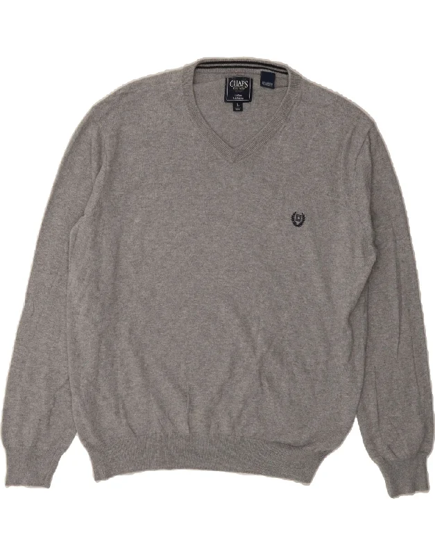 CHAPS Womens V-Neck Jumper Sweater UK 16 Large Grey Cotton Nylon Fabric Polyester Fabric Spandex Fabric CHAPS Womens V-Neck Jumper Sweater UK 16 Large Grey Cotton Nylon Fabric Polyester Fabric Spandex Fabric