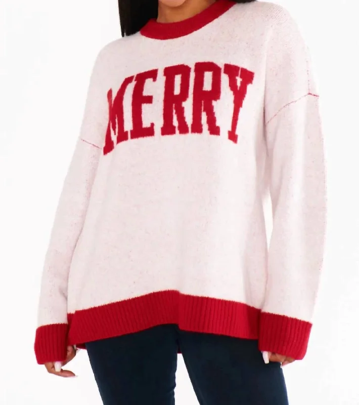 Classic Crewneck Sweater In Merry Graphic Knit Nylon Fabric Polyester Fabric Spandex Fabric