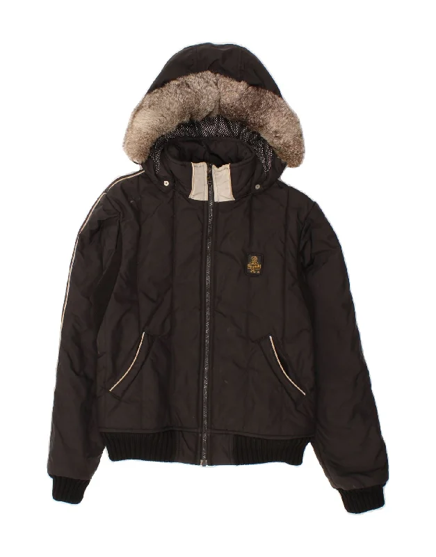 REFRIGIWEAR Womens Cruz Hooded Bomber Padded Jacket UK 12 Medium Black Notch Collar Jacket Peter Pan Collar Jacket Cowl Neck Jacket REFRIGIWEAR Womens Cruz Hooded Bomber Padded Jacket UK 12 Medium Black Notch Collar Jacket Peter Pan Collar Jacket Cowl Neck Jacket
