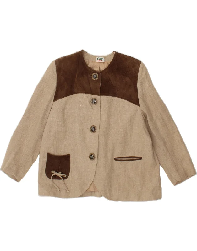 COUNTRY Womens 4 Button Blazer Jacket UK 16 Large Beige Colourblock Linen One-Shoulder Jacket Off-the-Shoulder Jacket Asymmetrical Jacket COUNTRY Womens 4 Button Blazer Jacket UK 16 Large Beige Colourblock Linen One-Shoulder Jacket Off-the-Shoulder Jacket Asymmetrical Jacket