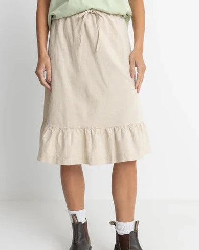Jyoti Tiered Midi Skirt in Natural velvet skirt rich